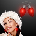 Red LED Flashing Light Bulb Christmas Earrings - Blank